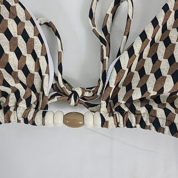 NWT CupShe Halter Bikini Top (M) & Bottoms (L) Set Geometric Browns Sz M&L - Picture 3 of 8
